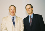 Harvard astronomer Prof. Robert Kirshner (l), who delivered the Weizmann memorial lecture, and Prof. Menachem Rubinstein
